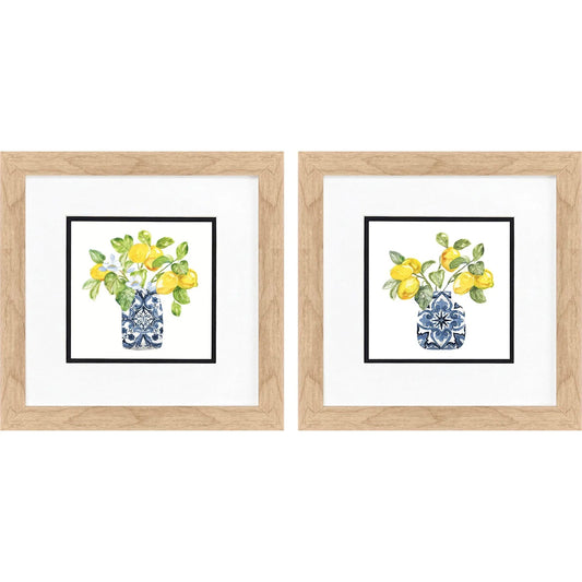 Lemon Life Blue Framed Wall Art 2PC