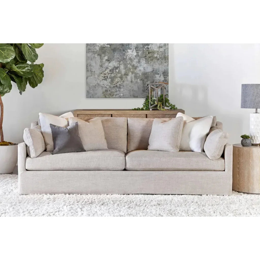 Lena 95" Slope Arm Slipcover Sofa Bisque - LOOMLAN - Essentials For Living - Sofas & Loveseats