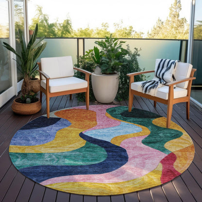 Leo Green Washable Indoor-Outdoor Rug-Outdoor Rugs-LOOMLAN Rugs-LOOMLAN
