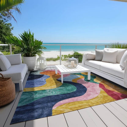 Leo Green Washable Indoor-Outdoor Rug-Outdoor Rugs-LOOMLAN Rugs-LOOMLAN