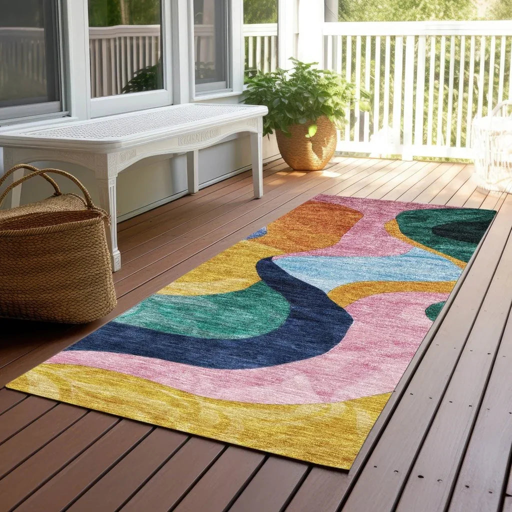 Leo Green Washable Indoor-Outdoor Rug-Outdoor Rugs-LOOMLAN Rugs-LOOMLAN