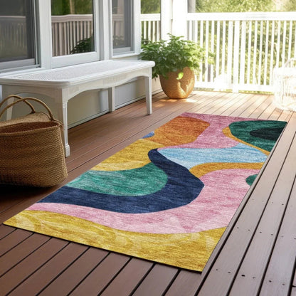 Leo Green Washable Indoor-Outdoor Rug-Outdoor Rugs-LOOMLAN Rugs-LOOMLAN