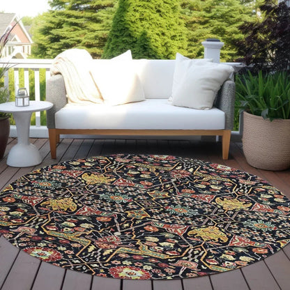 Leon Black Washable Indoor-Outdoor Rug-Outdoor Rugs-LOOMLAN Rugs-LOOMLAN