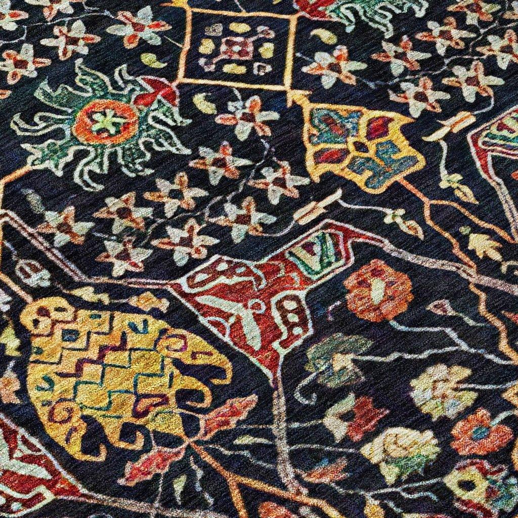 Leon Black Washable Indoor-Outdoor Rug-Outdoor Rugs-LOOMLAN Rugs-LOOMLAN