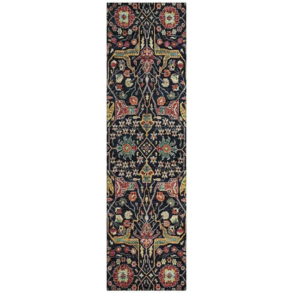 Leon Black Washable Indoor-Outdoor Rug-Outdoor Rugs-LOOMLAN Rugs-2'3" x 7'6"-LOOMLAN