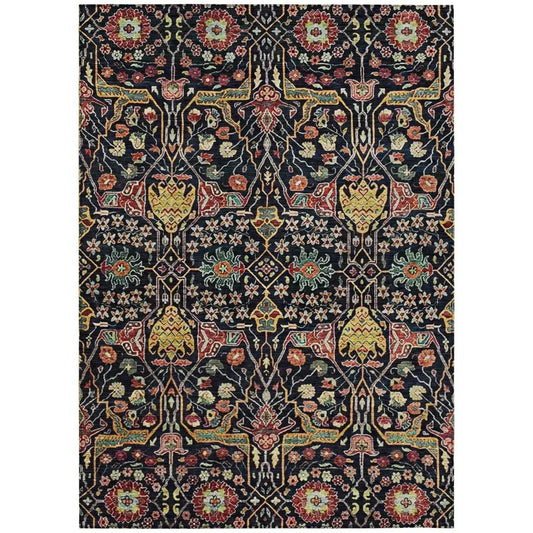 Leon Black Washable Indoor-Outdoor Rug-Outdoor Rugs-LOOMLAN Rugs-2'6" x 3'10"-LOOMLAN