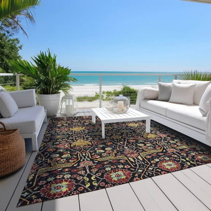 Leon Black Washable Indoor-Outdoor Rug-Outdoor Rugs-LOOMLAN Rugs-LOOMLAN