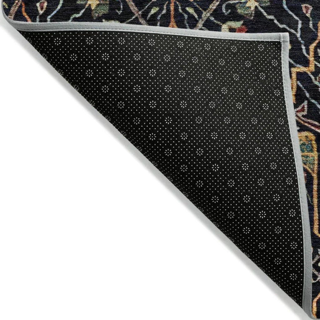 Leon Black Washable Indoor-Outdoor Rug-Outdoor Rugs-LOOMLAN Rugs-LOOMLAN