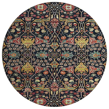 Leon Black Washable Indoor-Outdoor Rug-Outdoor Rugs-LOOMLAN Rugs-8' x 8'-LOOMLAN