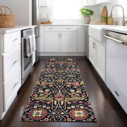 Leon Black Washable Indoor-Outdoor Rug-Outdoor Rugs-LOOMLAN Rugs-LOOMLAN