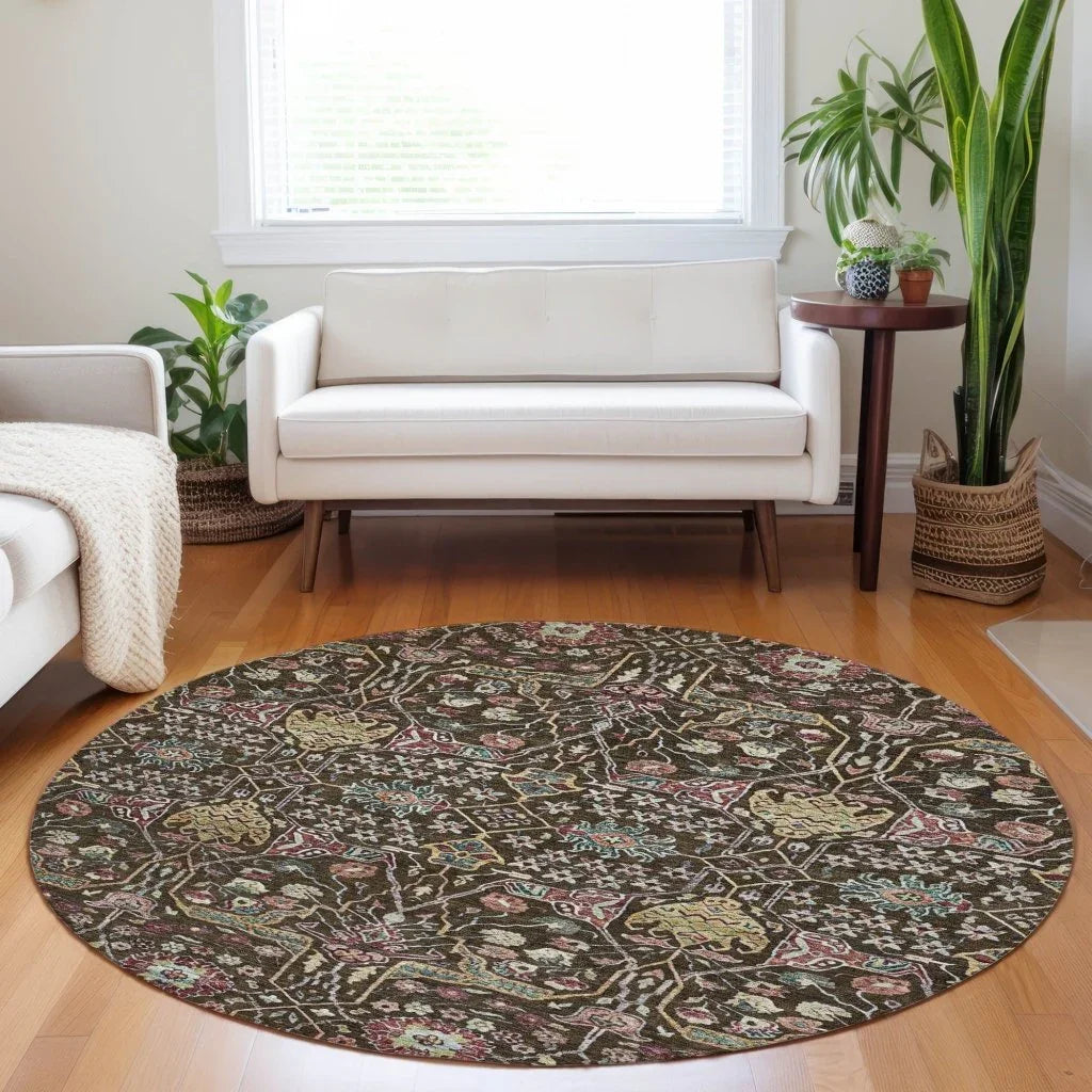 Leon Brown Washable Indoor-Outdoor Rug-Outdoor Rugs-LOOMLAN Rugs-LOOMLAN