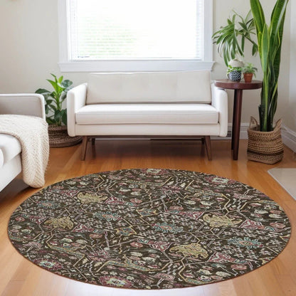 Leon Brown Washable Indoor-Outdoor Rug-Outdoor Rugs-LOOMLAN Rugs-LOOMLAN