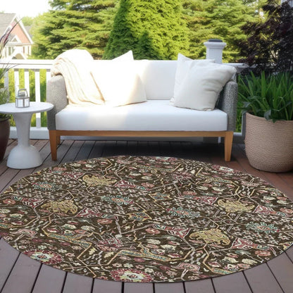 Leon Brown Washable Indoor-Outdoor Rug-Outdoor Rugs-LOOMLAN Rugs-LOOMLAN