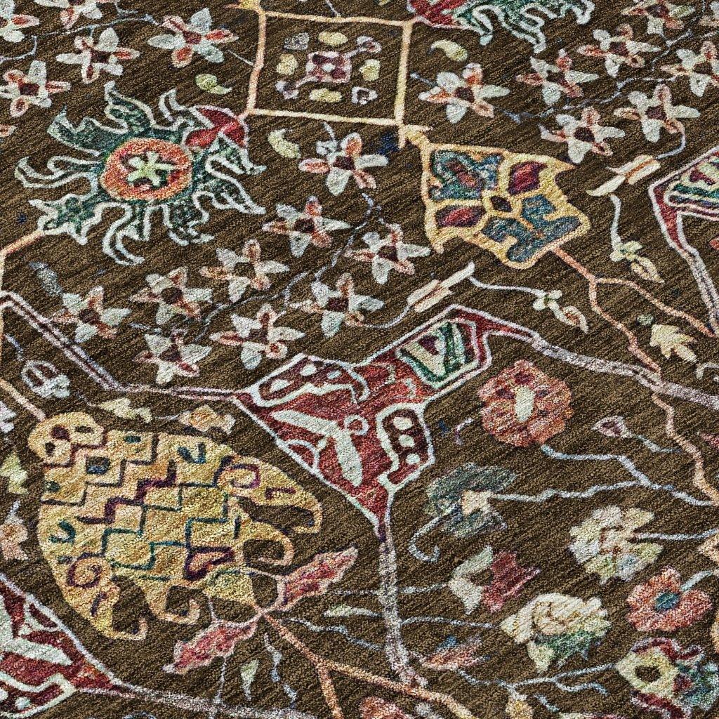 Leon Brown Washable Indoor-Outdoor Rug-Outdoor Rugs-LOOMLAN Rugs-LOOMLAN