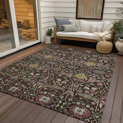 Leon Brown Washable Indoor-Outdoor Rug-Outdoor Rugs-LOOMLAN Rugs-LOOMLAN