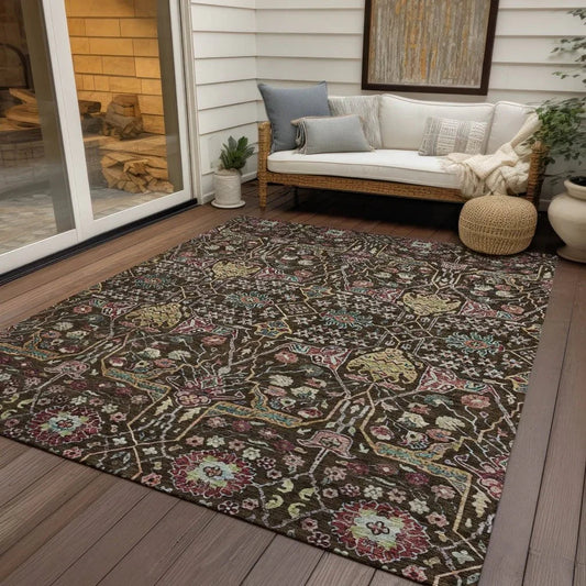 Leon Brown Washable Indoor-Outdoor Rug-Outdoor Rugs-LOOMLAN Rugs-LOOMLAN