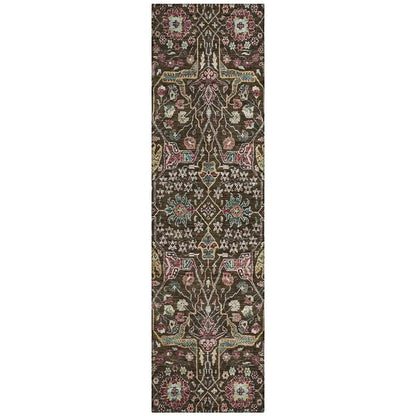 Leon Brown Washable Indoor-Outdoor Rug-Outdoor Rugs-LOOMLAN Rugs-2'3" x 7'6"-LOOMLAN