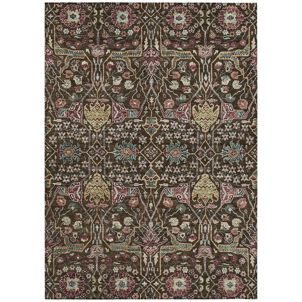Leon Brown Washable Indoor-Outdoor Rug-Outdoor Rugs-LOOMLAN Rugs-2'6" x 3'10"-LOOMLAN