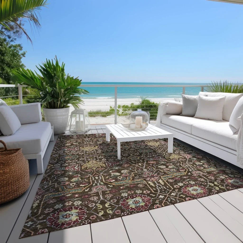 Leon Brown Washable Indoor-Outdoor Rug-Outdoor Rugs-LOOMLAN Rugs-LOOMLAN