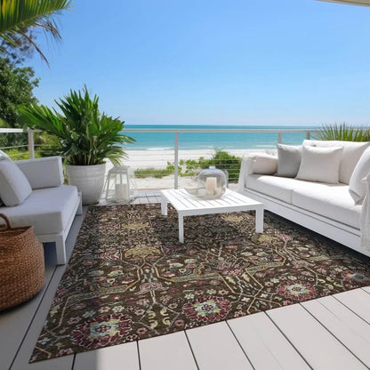 Leon Brown Washable Indoor-Outdoor Rug-Outdoor Rugs-LOOMLAN Rugs-LOOMLAN