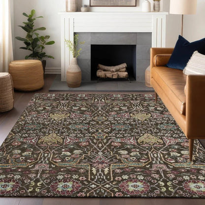 Leon Brown Washable Indoor-Outdoor Rug-Outdoor Rugs-LOOMLAN Rugs-LOOMLAN