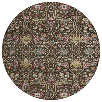 Leon Brown Washable Indoor-Outdoor Rug-Outdoor Rugs-LOOMLAN Rugs-8' x 8'-LOOMLAN