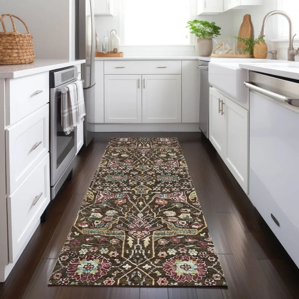 Leon Brown Washable Indoor-Outdoor Rug-Outdoor Rugs-LOOMLAN Rugs-LOOMLAN