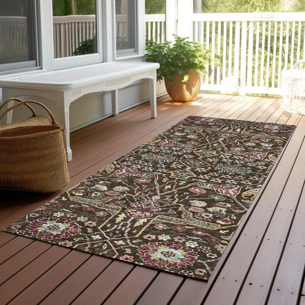 Leon Brown Washable Indoor-Outdoor Rug-Outdoor Rugs-LOOMLAN Rugs-LOOMLAN
