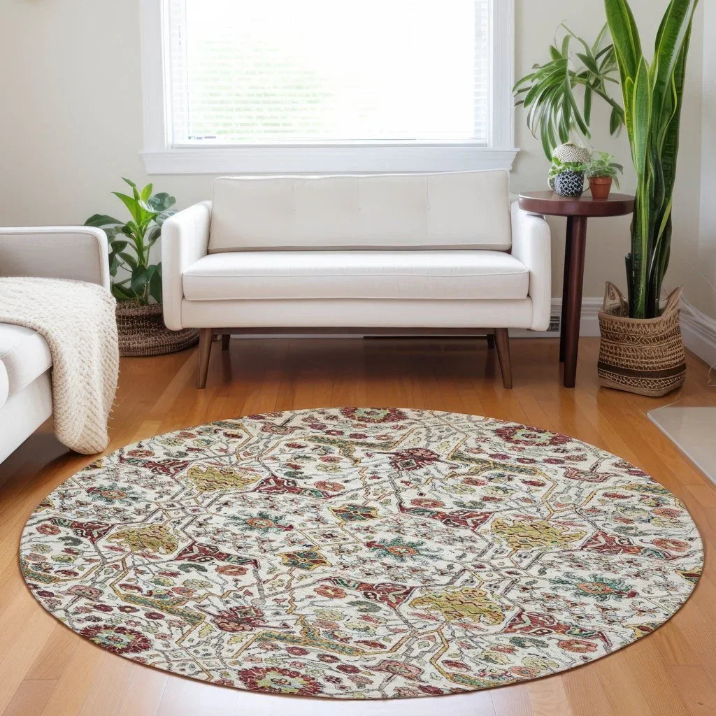 Leon Ivory Washable Indoor-Outdoor Rug-Outdoor Rugs-LOOMLAN Rugs-LOOMLAN