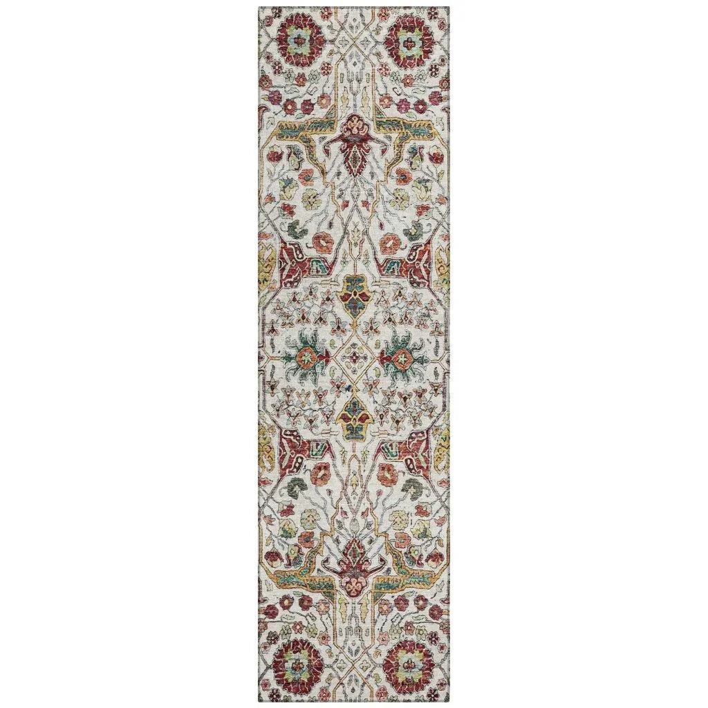Leon Ivory Washable Indoor-Outdoor Rug-Outdoor Rugs-LOOMLAN Rugs-2'3" x 7'6"-LOOMLAN