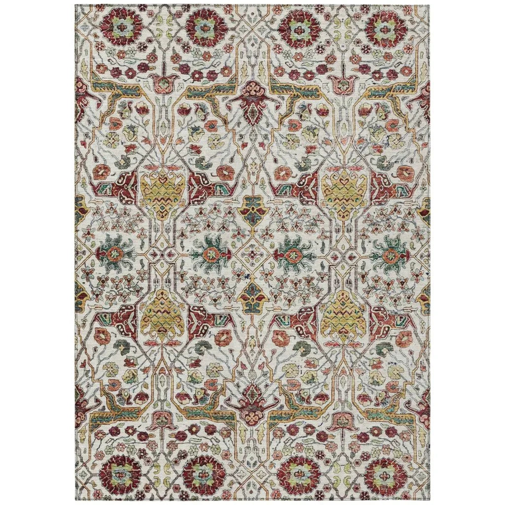 Leon Ivory Washable Indoor-Outdoor Rug-Outdoor Rugs-LOOMLAN Rugs-2'6" x 3'10"-LOOMLAN