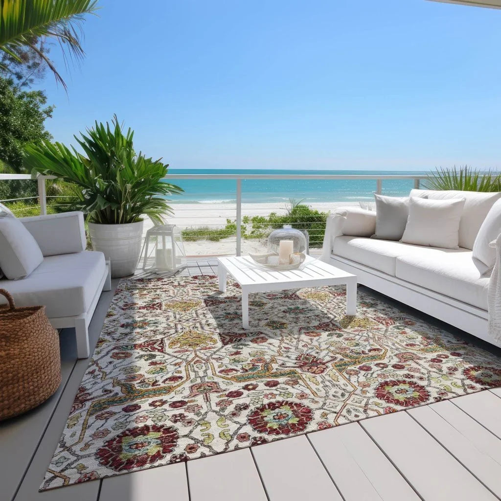 Leon Ivory Washable Indoor-Outdoor Rug-Outdoor Rugs-LOOMLAN Rugs-LOOMLAN