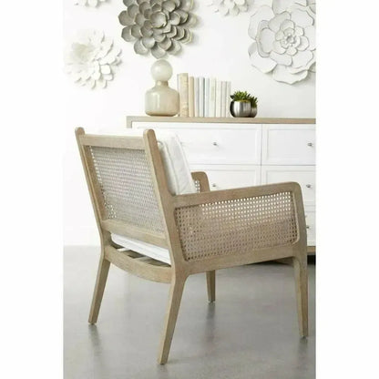Leone Club Chair LiveSmart White Natural Oak Cane - LOOMLAN - Essentials For Living - Accent Chairs