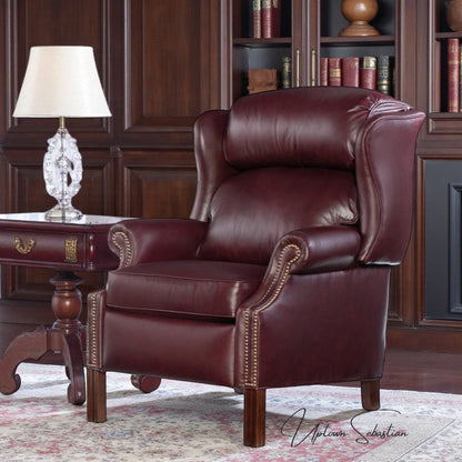 Leroy Top Grain Burgundy Leather Power Recliner