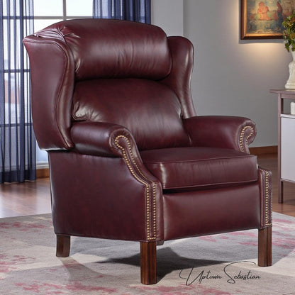 Leroy Top Grain Burgundy Leather Power Recliner