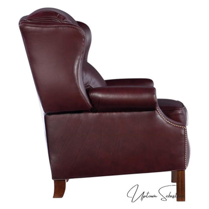 Leroy Top Grain Burgundy Leather Power Recliner