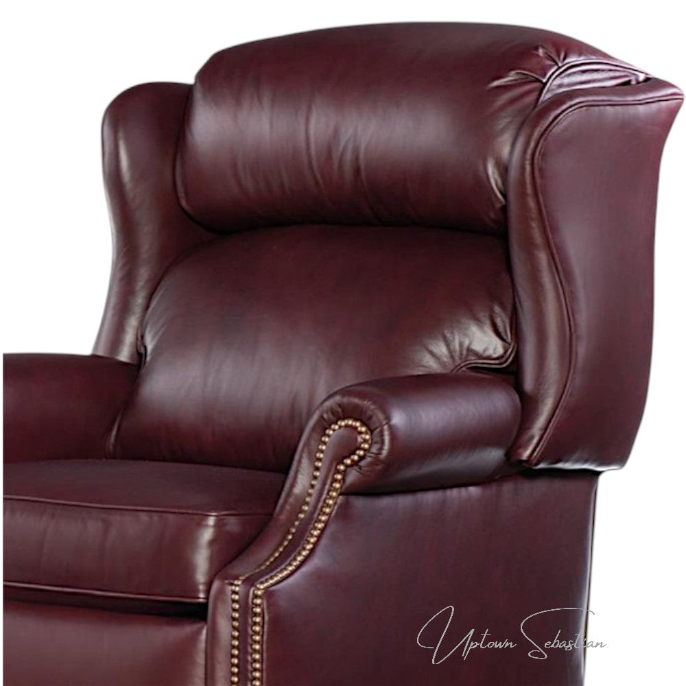 Leroy Top Grain Burgundy Leather Power Recliner