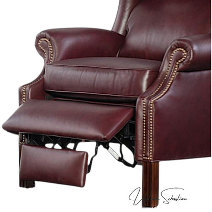 Leroy Top Grain Burgundy Leather Power Recliner