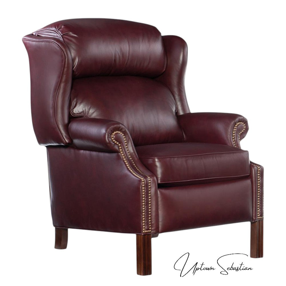 Leroy Top Grain Burgundy Leather Power Recliner