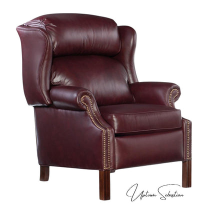 Leroy Top Grain Burgundy Leather Power Recliner