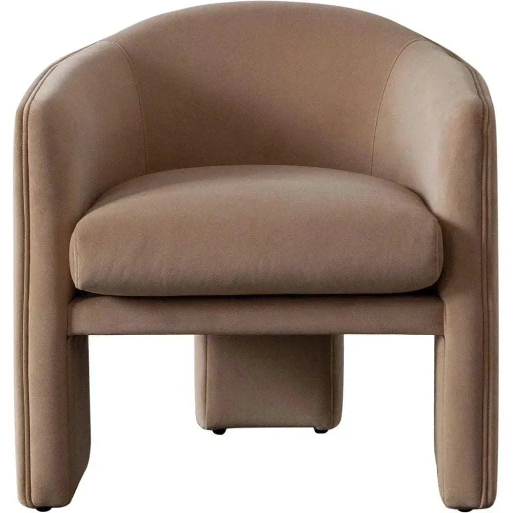 Leyah Camel Performance Velvet Accent Arm Chair - LOOMLAN - Diamond Sofa - Accent Chairs