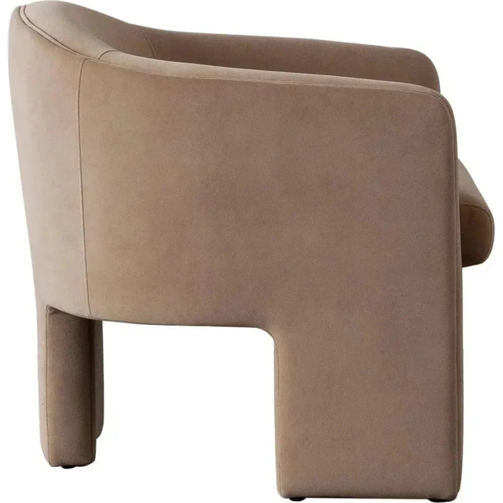Leyah Camel Performance Velvet Accent Arm Chair - LOOMLAN - Diamond Sofa - Accent Chairs