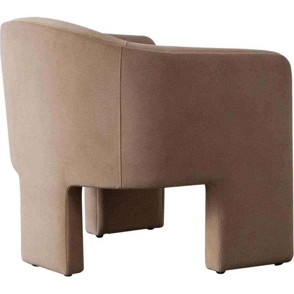 Leyah Camel Performance Velvet Accent Arm Chair - LOOMLAN - Diamond Sofa - Accent Chairs
