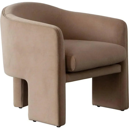 Leyah Camel Performance Velvet Accent Arm Chair - LOOMLAN - Diamond Sofa - Accent Chairs