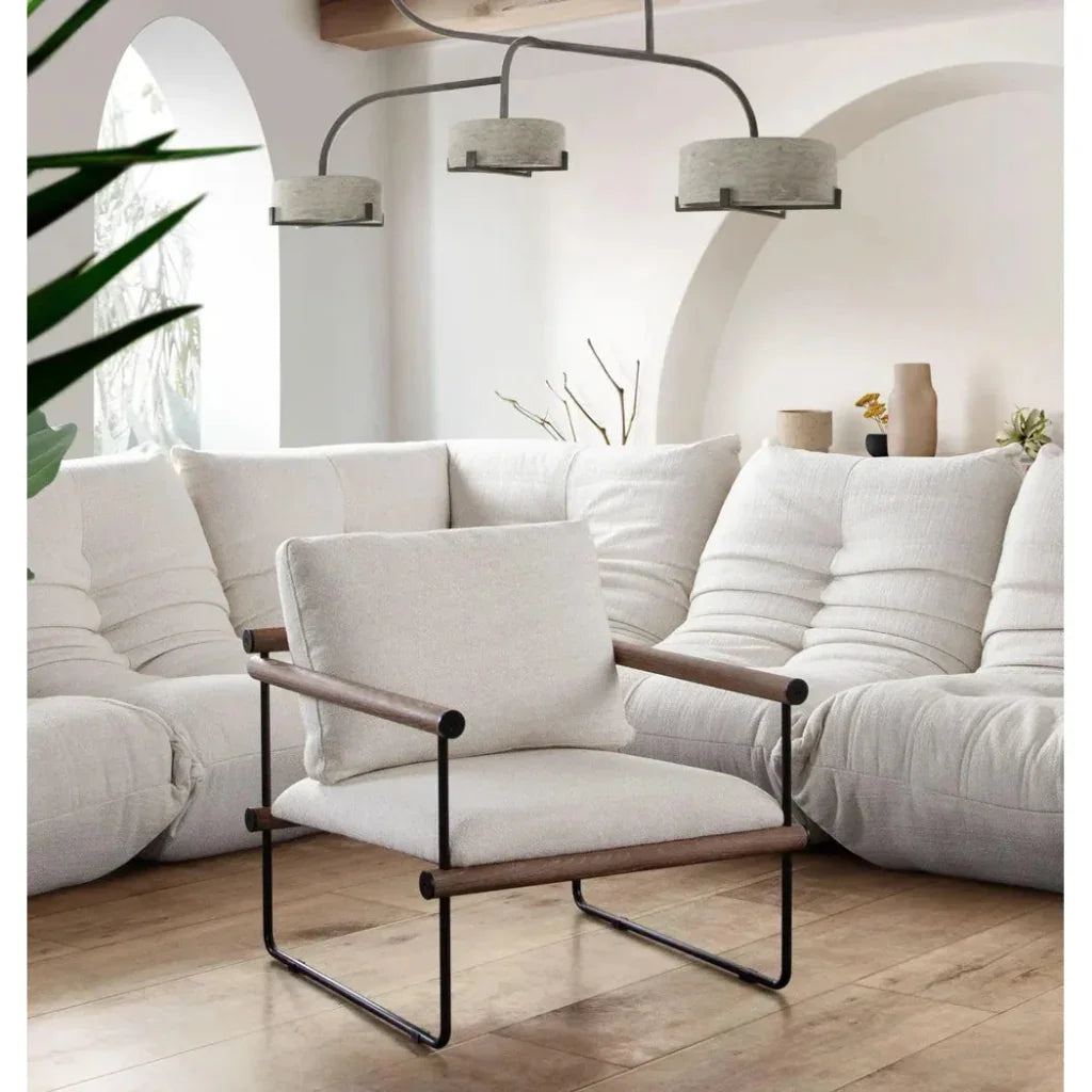 Liam Metal and Wood Cream Accent Arm Chair - LOOMLAN - Diamond Sofa - Accent Chairs