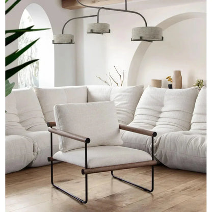 Liam Metal and Wood Cream Accent Arm Chair - LOOMLAN - Diamond Sofa - Accent Chairs