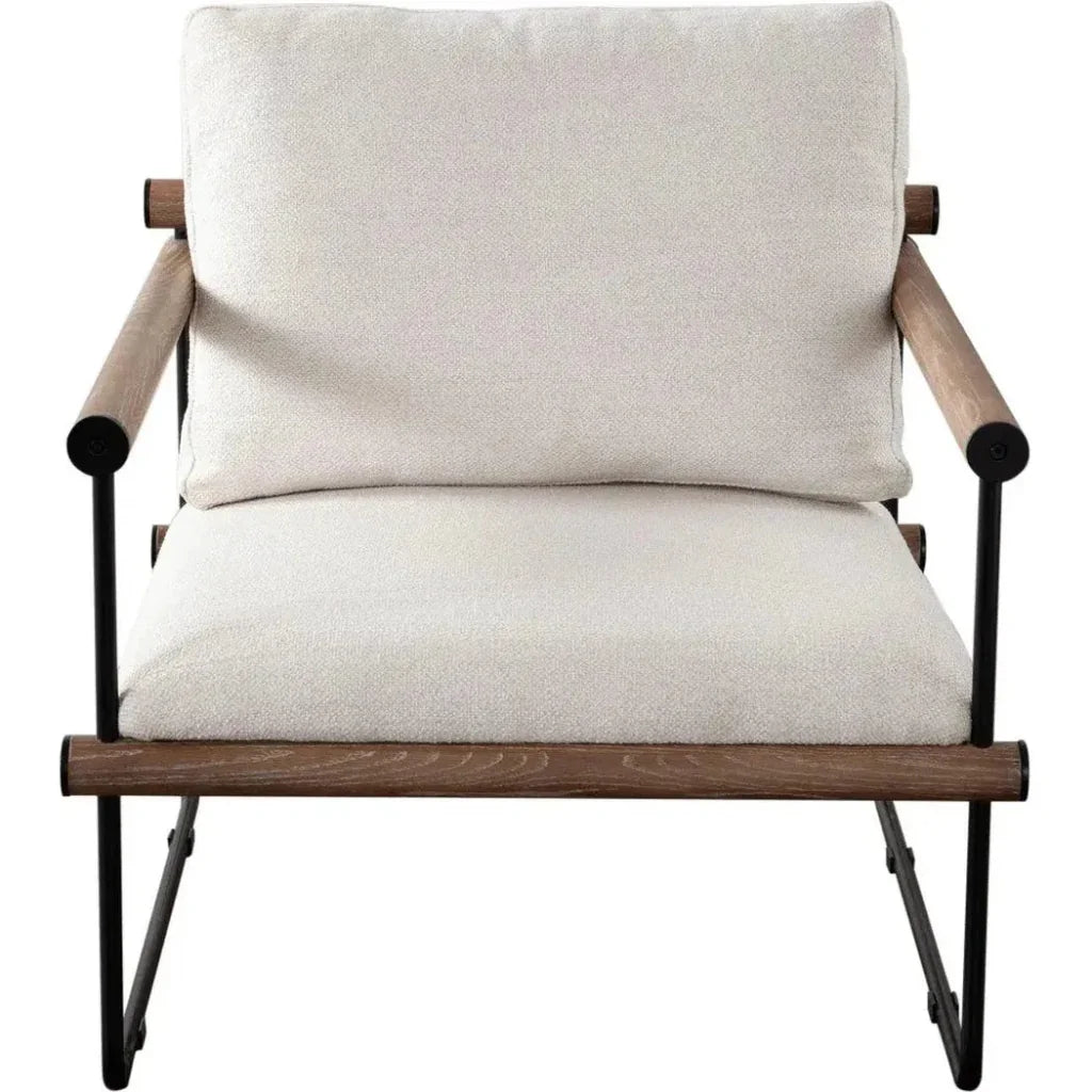 Liam Metal and Wood Cream Accent Arm Chair - LOOMLAN - Diamond Sofa - Accent Chairs