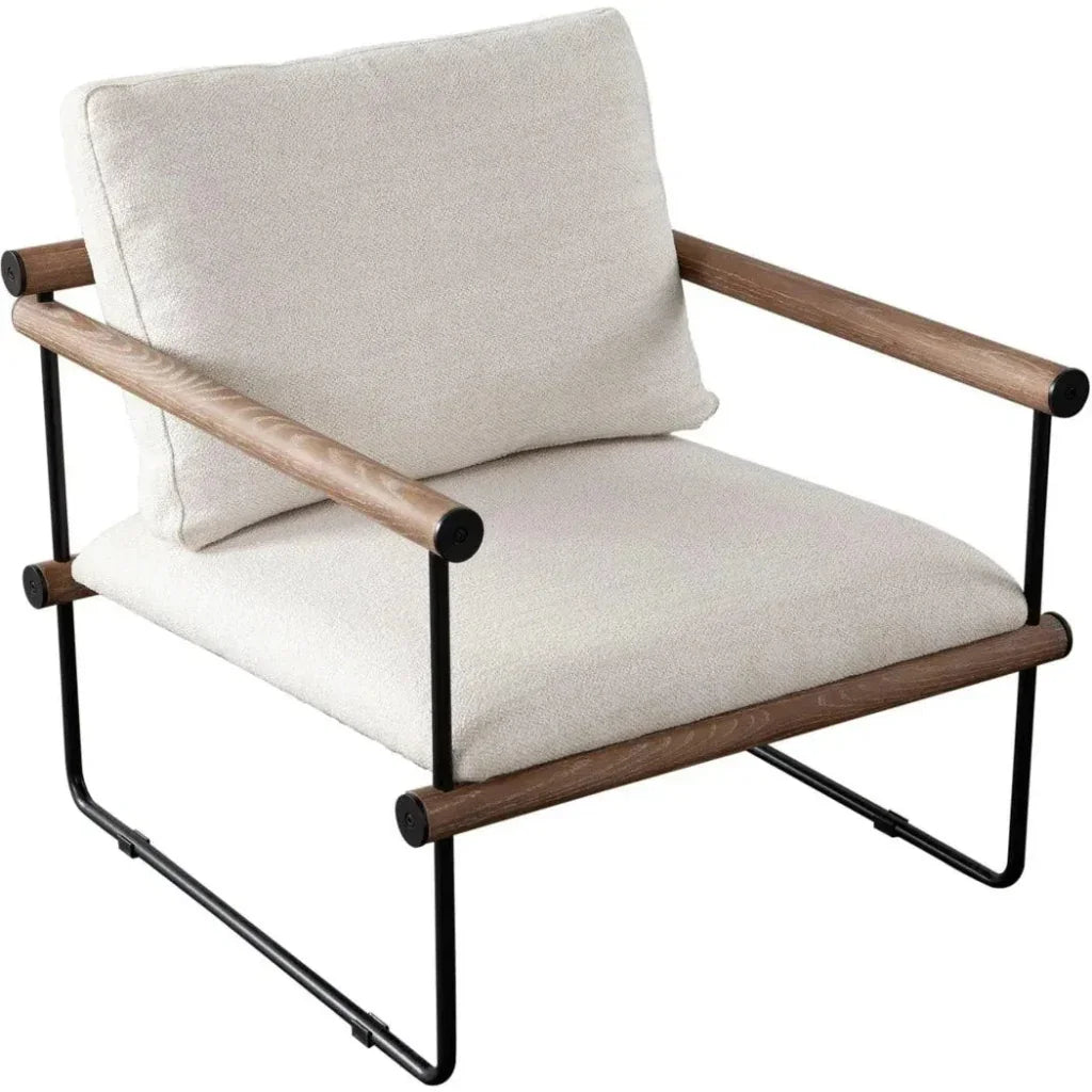 Liam Metal and Wood Cream Accent Arm Chair - LOOMLAN - Diamond Sofa - Accent Chairs