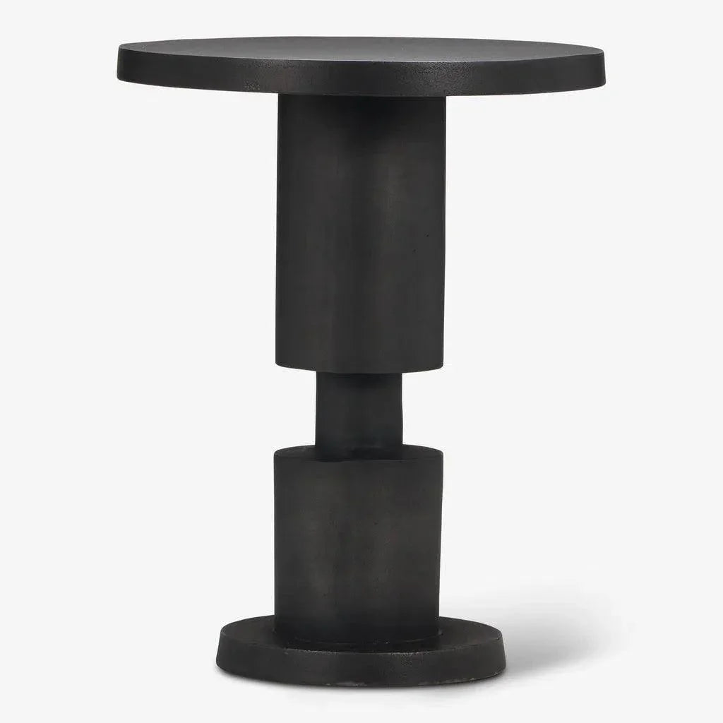 Liam Reclaimed Cast Aluminum Round End Table - LOOMLAN - Urbia - Side Tables