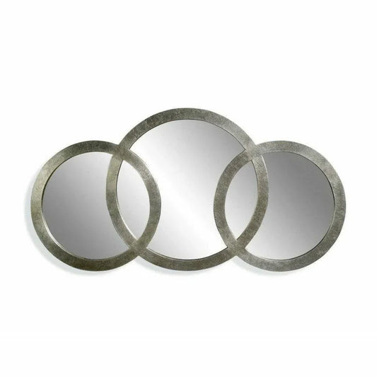 Libra 3 Ring Wall Mirror 58" Round Silver Leaf - LOOMLAN - Bassett Mirror - Wall Mirrors